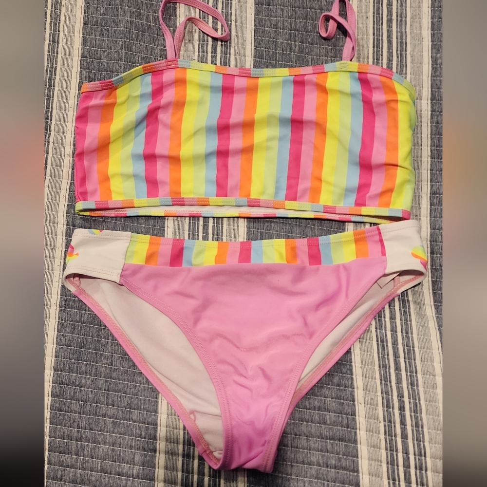 Juicy Couture Kids Colorful Striped Kids Swim Set Size 14